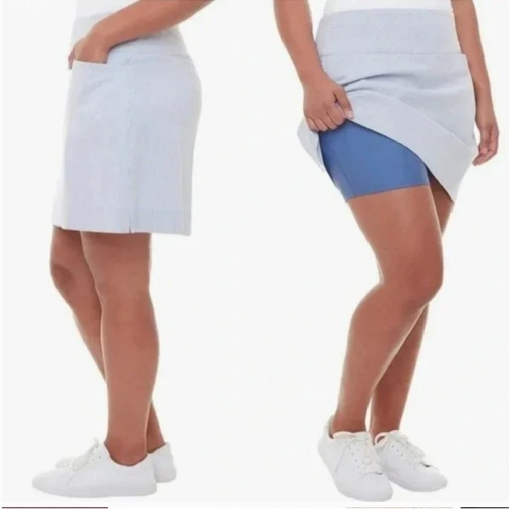 S.C. & Co. Skort Women's XL Blue/White Stripe Tummy Control Skirt w/ Shorts